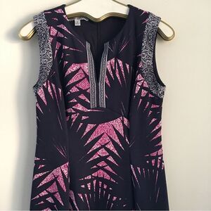 Maggy London Sleeveless Pink & Blue Dress | Size 8